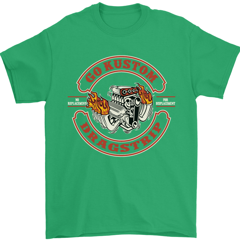 Go Custom Dragstrip Hot Rod Hotrod Dragster Mens T-Shirt Cotton Gildan Irish Green