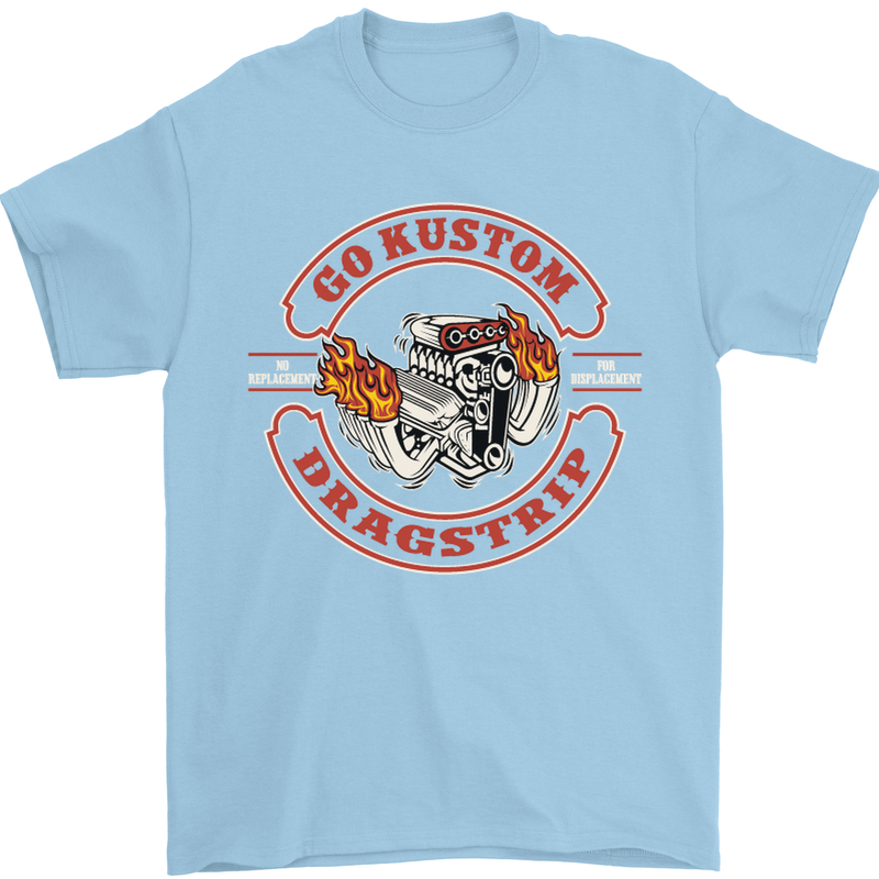 Go Custom Dragstrip Hot Rod Hotrod Dragster Mens T-Shirt Cotton Gildan Light Blue