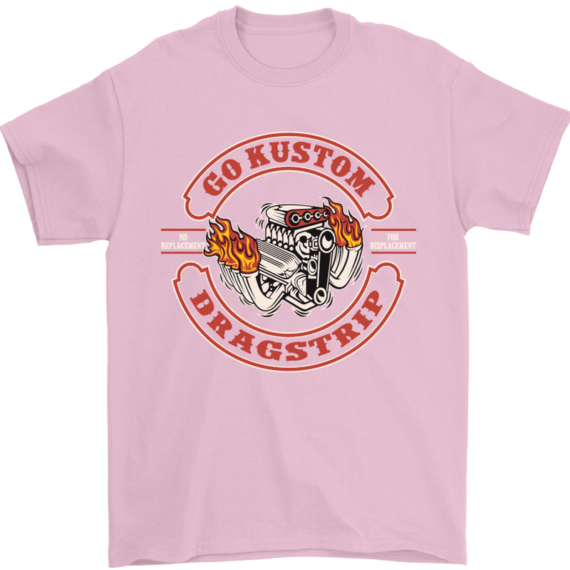 Go Custom Dragstrip Hot Rod Hotrod Dragster Mens T-Shirt Cotton Gildan Light Pink