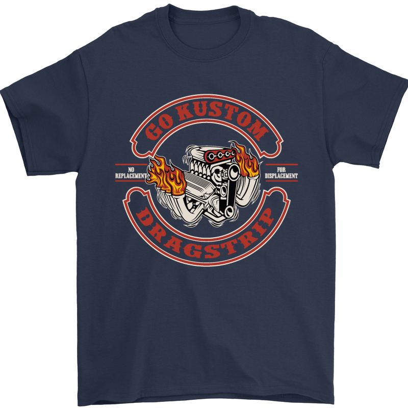 Go Custom Dragstrip Hot Rod Hotrod Dragster Mens T-Shirt Cotton Gildan Navy Blue