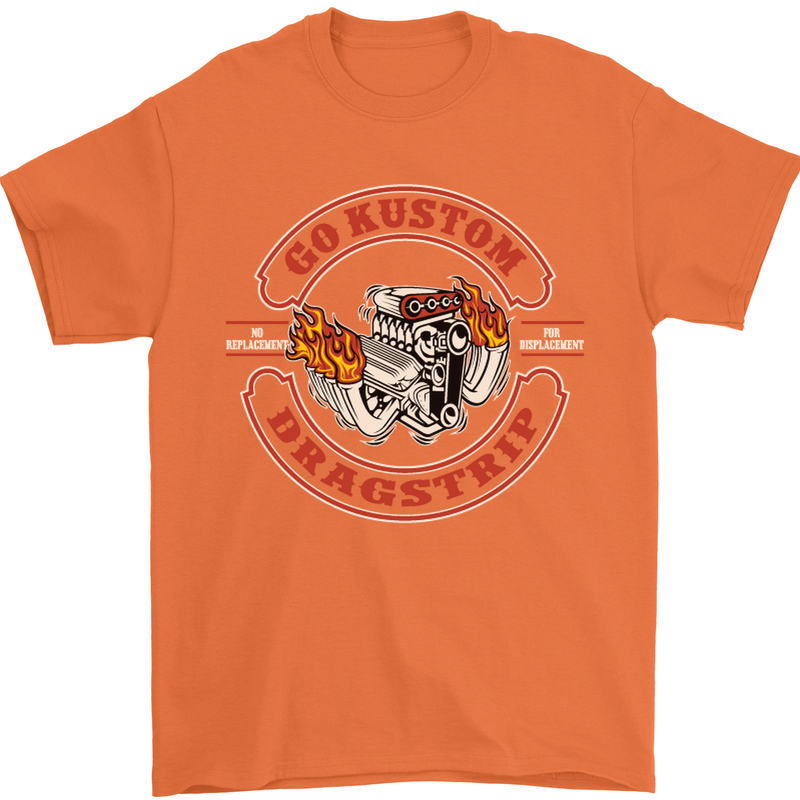 Go Custom Dragstrip Hot Rod Hotrod Dragster Mens T-Shirt Cotton Gildan Orange