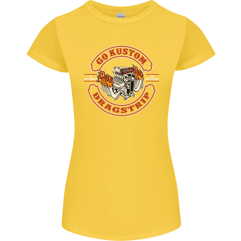 Go Custom Dragstrip Hot Rod Hotrod Dragster Womens Petite Cut T-Shirt Yellow