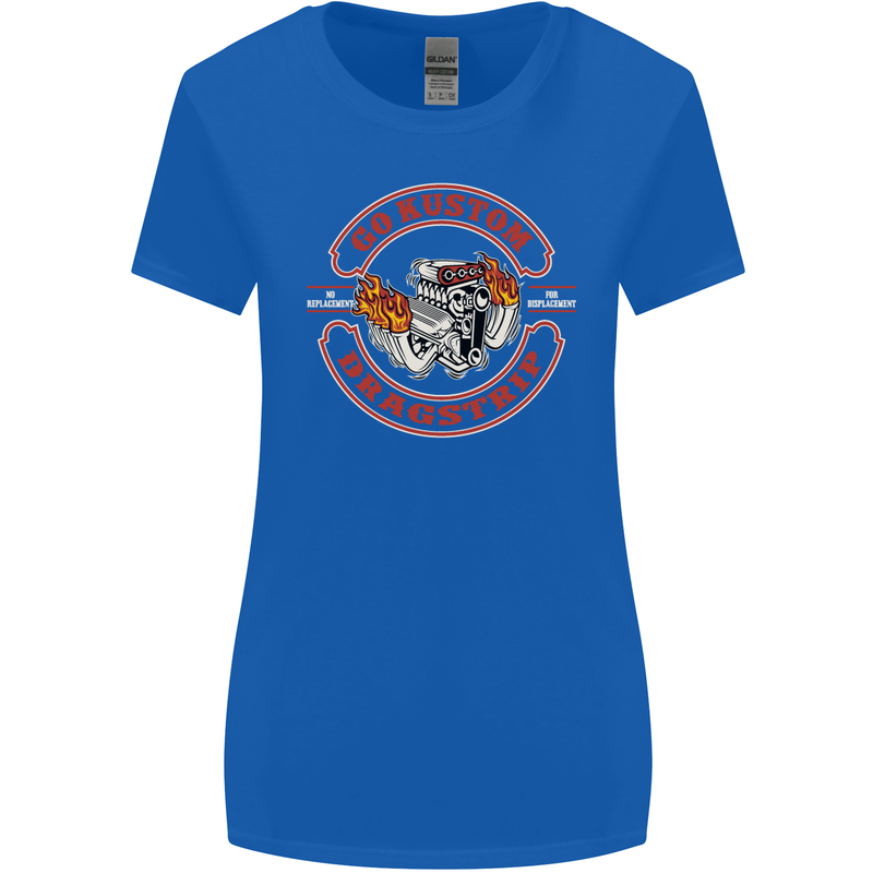 Go Custom Dragstrip Hot Rod Hotrod Dragster Womens Wider Cut T-Shirt Royal Blue