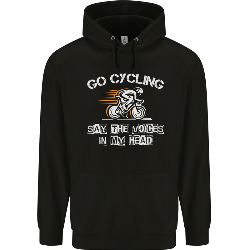 Go Cycling Say Voices in My Head Cyclist Childrens Kids Hoodie Black