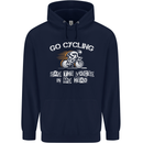 Go Cycling Say Voices in My Head Cyclist Childrens Kids Hoodie Navy Blue