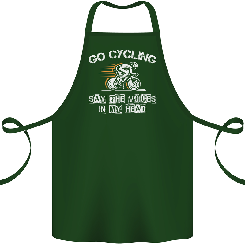 Go Cycling Say Voices in My Head Cyclist Cotton Apron 100% Organic Forest Green