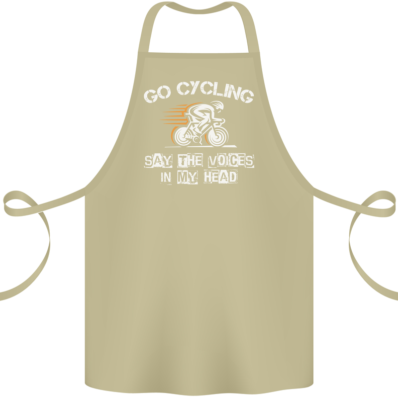 Go Cycling Say Voices in My Head Cyclist Cotton Apron 100% Organic Khaki