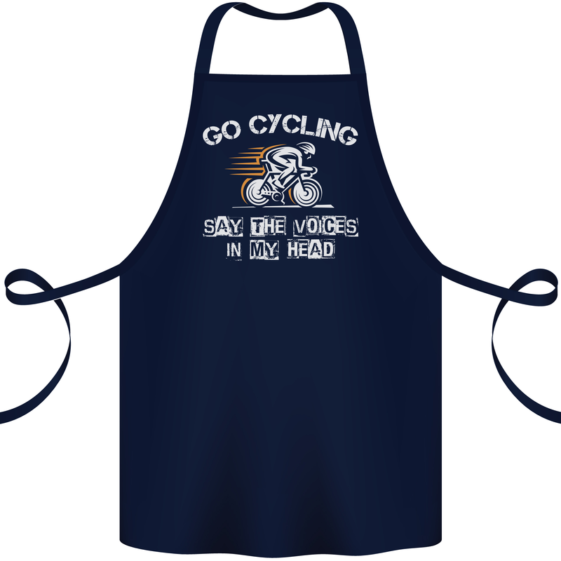Go Cycling Say Voices in My Head Cyclist Cotton Apron 100% Organic Navy Blue