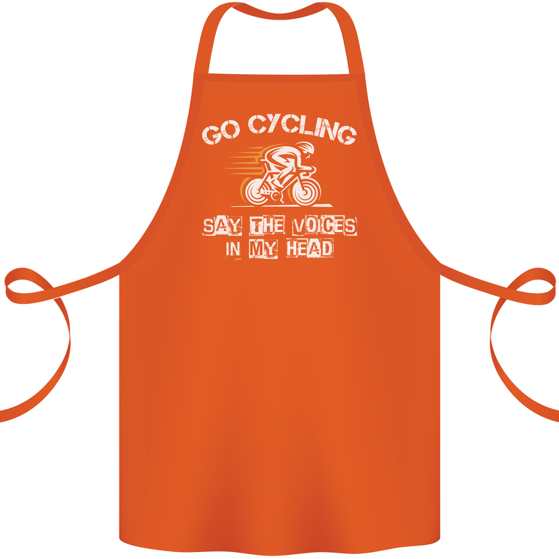 Go Cycling Say Voices in My Head Cyclist Cotton Apron 100% Organic Orange
