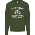 Go Cycling Say Voices in My Head Cyclist Kids Sweatshirt Jumper Forest Green