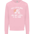 Go Cycling Say Voices in My Head Cyclist Kids Sweatshirt Jumper Light Pink