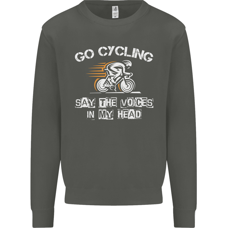 Go Cycling Say Voices in My Head Cyclist Kids Sweatshirt Jumper Storm Grey