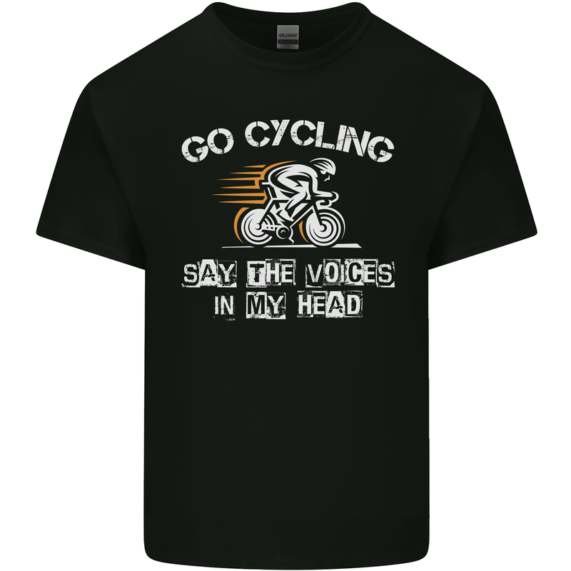 Go Cycling Say Voices in My Head Cyclist Kids T-Shirt Childrens Black