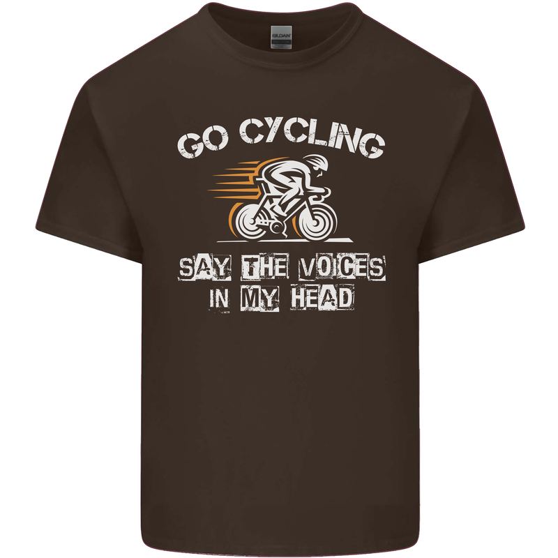 Go Cycling Say Voices in My Head Cyclist Kids T-Shirt Childrens Chocolate