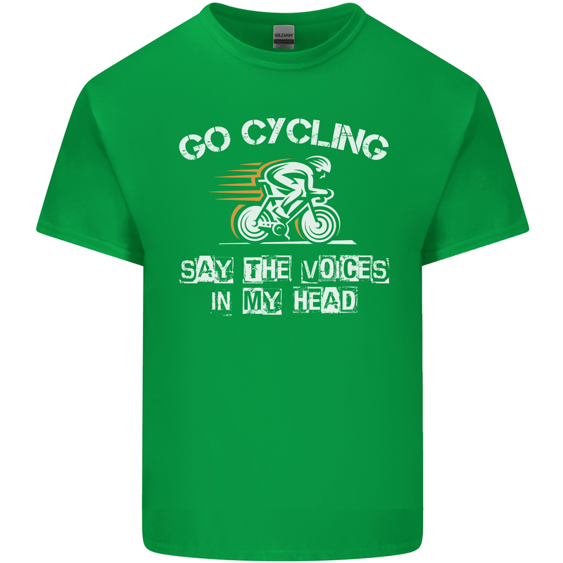 Go Cycling Say Voices in My Head Cyclist Kids T-Shirt Childrens Irish Green