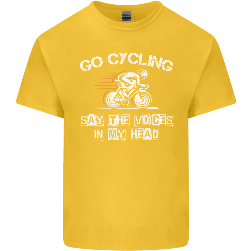 Go Cycling Say Voices in My Head Cyclist Kids T-Shirt Childrens Yellow