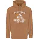 Go Cycling Say Voices in My Head Cyclist Mens 80% Cotton Hoodie Caramel Latte