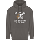 Go Cycling Say Voices in My Head Cyclist Mens 80% Cotton Hoodie Charcoal