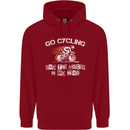 Go Cycling Say Voices in My Head Cyclist Mens 80% Cotton Hoodie Red
