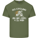 Go Cycling Say Voices in My Head Cyclist Mens Cotton T-Shirt Tee Top Military Green
