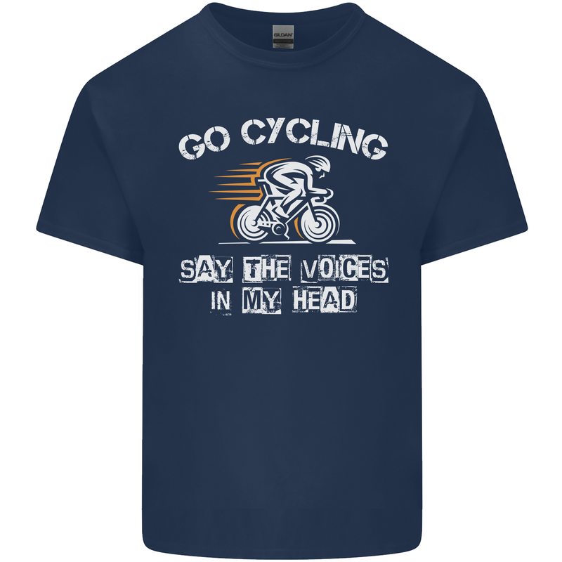 Go Cycling Say Voices in My Head Cyclist Mens Cotton T-Shirt Tee Top Navy Blue