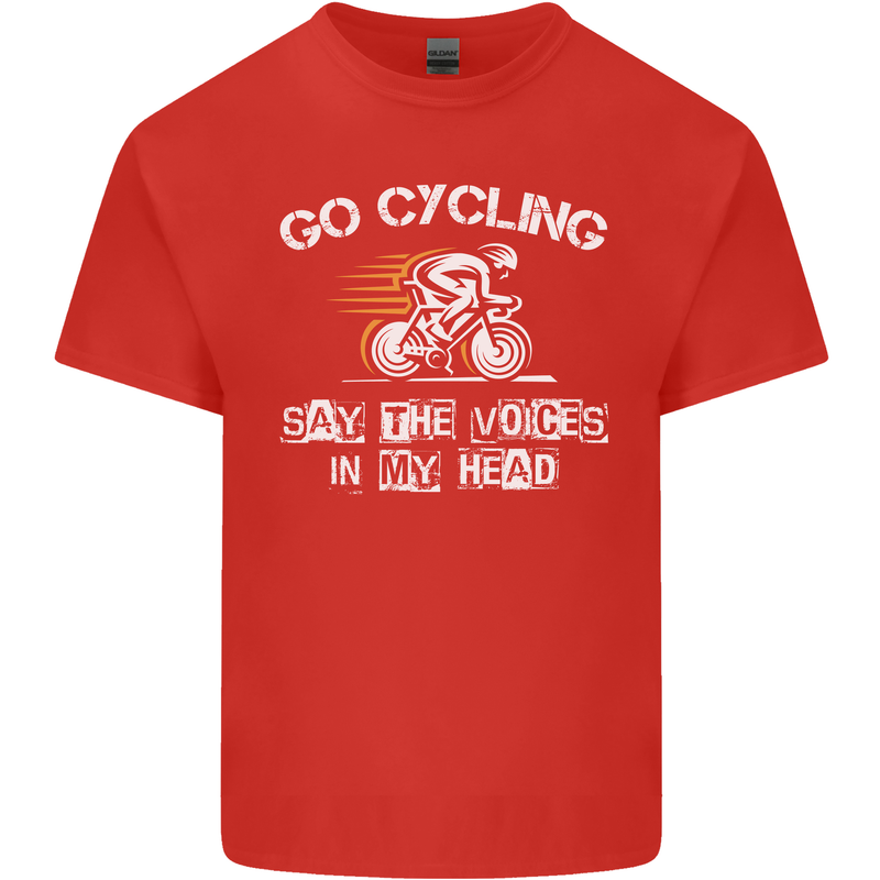 Go Cycling Say Voices in My Head Cyclist Mens Cotton T-Shirt Tee Top Red