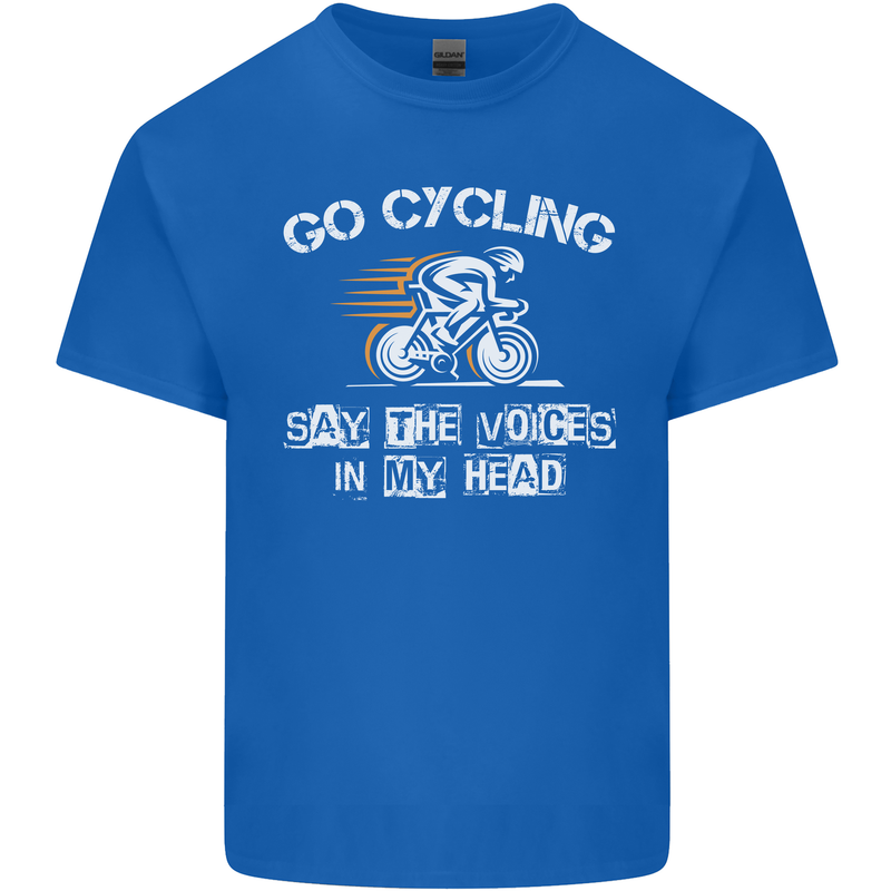 Go Cycling Say Voices in My Head Cyclist Mens Cotton T-Shirt Tee Top Royal Blue