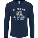 Go Cycling Say Voices in My Head Cyclist Mens Long Sleeve T-Shirt Navy Blue