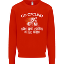 Go Cycling Say Voices in My Head Cyclist Mens Sweatshirt Jumper Bright Red