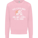 Go Cycling Say Voices in My Head Cyclist Mens Sweatshirt Jumper Light Pink