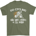 Go Cycling Say Voices in My Head Cyclist Mens T-Shirt Cotton Gildan Military Green
