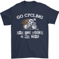 Go Cycling Say Voices in My Head Cyclist Mens T-Shirt Cotton Gildan Navy Blue