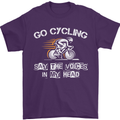 Go Cycling Say Voices in My Head Cyclist Mens T-Shirt Cotton Gildan Purple