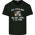 Go Cycling Say Voices in My Head Cyclist Mens V-Neck Cotton T-Shirt Black