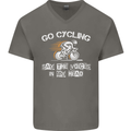 Go Cycling Say Voices in My Head Cyclist Mens V-Neck Cotton T-Shirt Charcoal