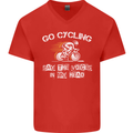 Go Cycling Say Voices in My Head Cyclist Mens V-Neck Cotton T-Shirt Red