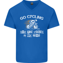 Go Cycling Say Voices in My Head Cyclist Mens V-Neck Cotton T-Shirt Royal Blue