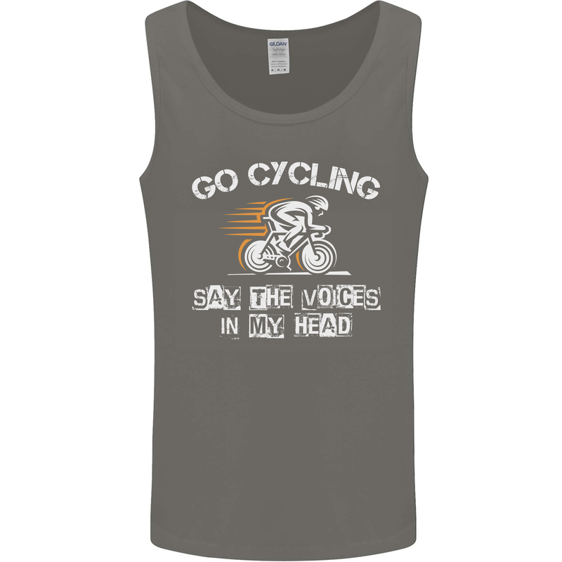 Go Cycling Say Voices in My Head Cyclist Mens Vest Tank Top Charcoal