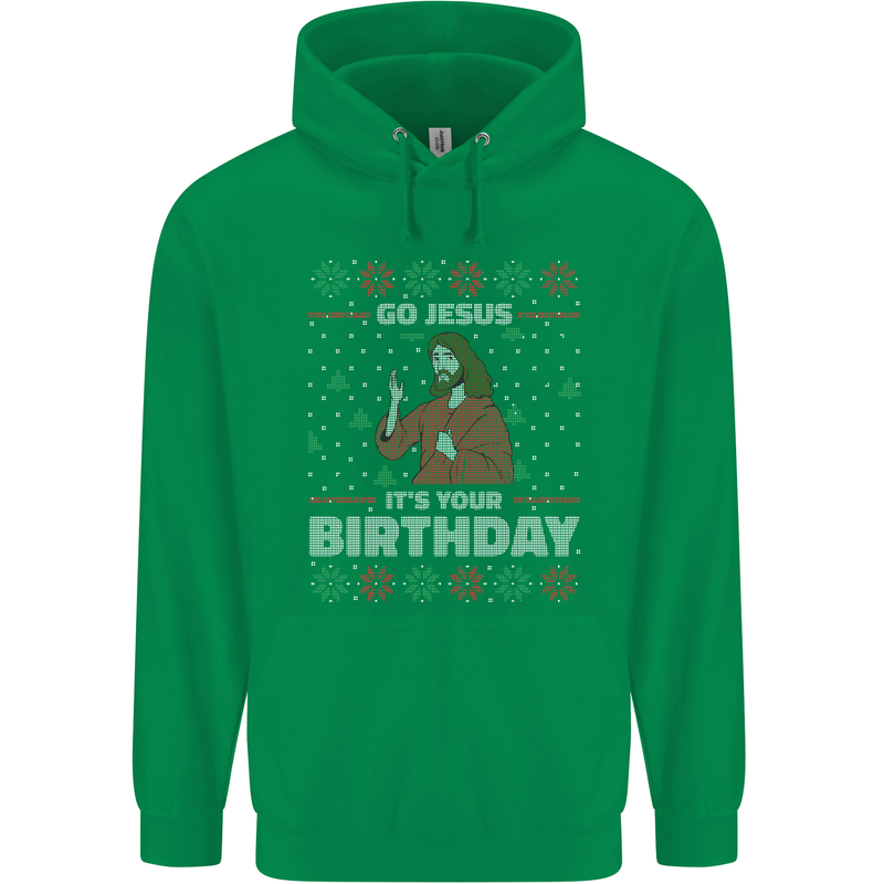 Go Jesus It's Your Birthday Funny Christmas Childrens Kids Hoodie Irish Green