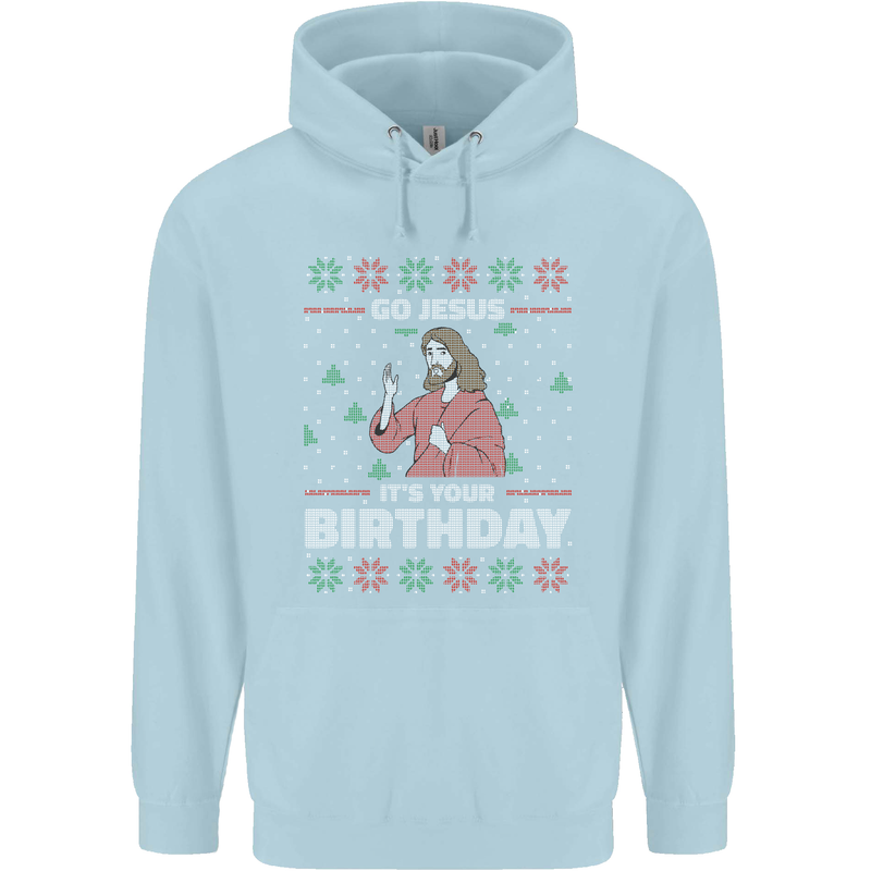 Go Jesus It's Your Birthday Funny Christmas Childrens Kids Hoodie Light Blue