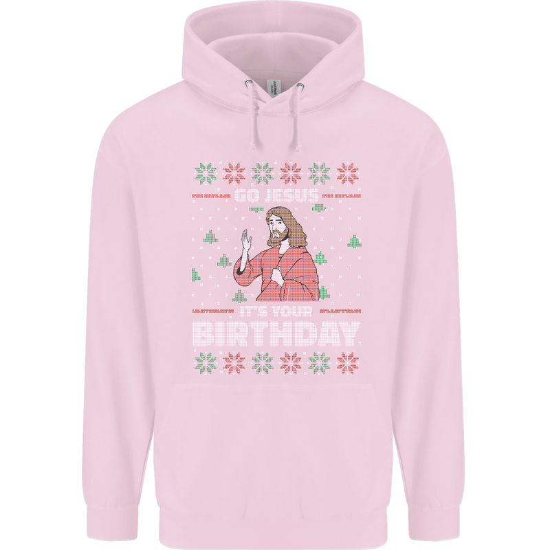 Go Jesus It's Your Birthday Funny Christmas Childrens Kids Hoodie Light Pink