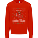 Go Jesus It's Your Birthday Funny Christmas Kids Sweatshirt Jumper Bright Red