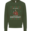 Go Jesus It's Your Birthday Funny Christmas Kids Sweatshirt Jumper Forest Green