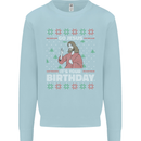 Go Jesus It's Your Birthday Funny Christmas Kids Sweatshirt Jumper Light Blue