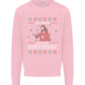 Go Jesus It's Your Birthday Funny Christmas Kids Sweatshirt Jumper Light Pink
