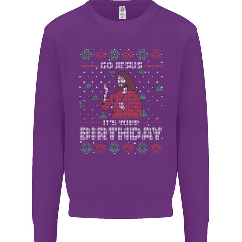 Go Jesus It's Your Birthday Funny Christmas Kids Sweatshirt Jumper Purple