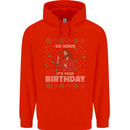 Go Jesus It's Your Birthday Funny Christmas Mens 80% Cotton Hoodie Bright Red