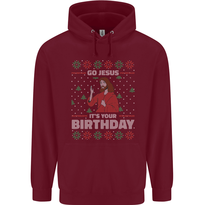 Go Jesus It's Your Birthday Funny Christmas Mens 80% Cotton Hoodie Maroon