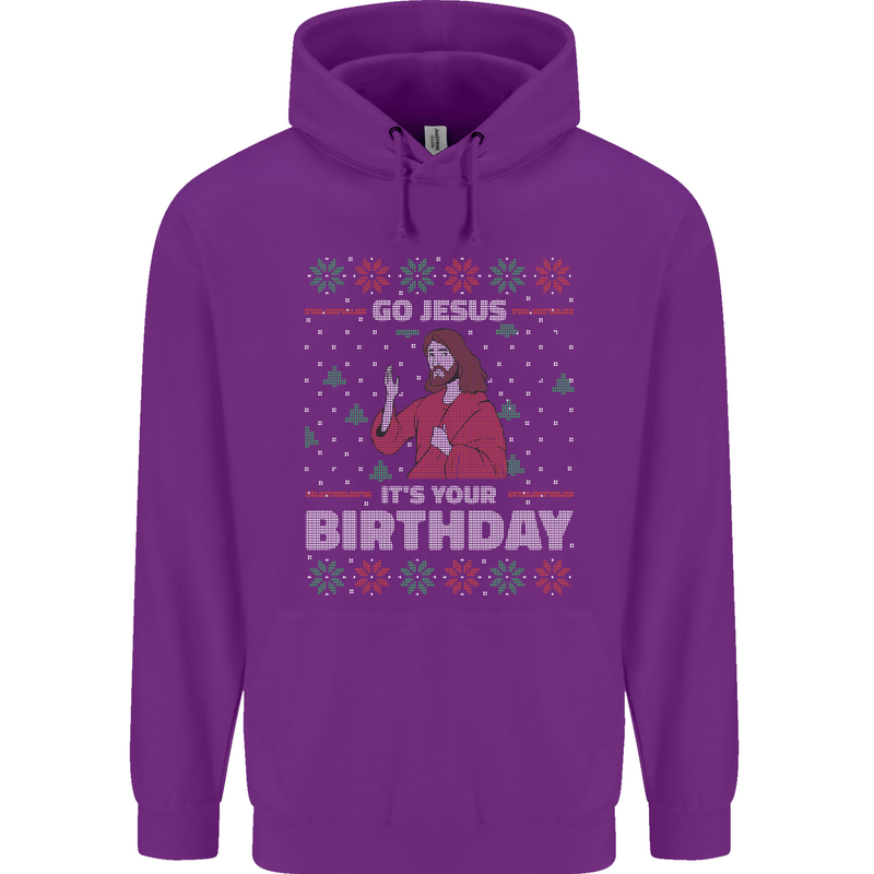 Go Jesus It's Your Birthday Funny Christmas Mens 80% Cotton Hoodie Purple