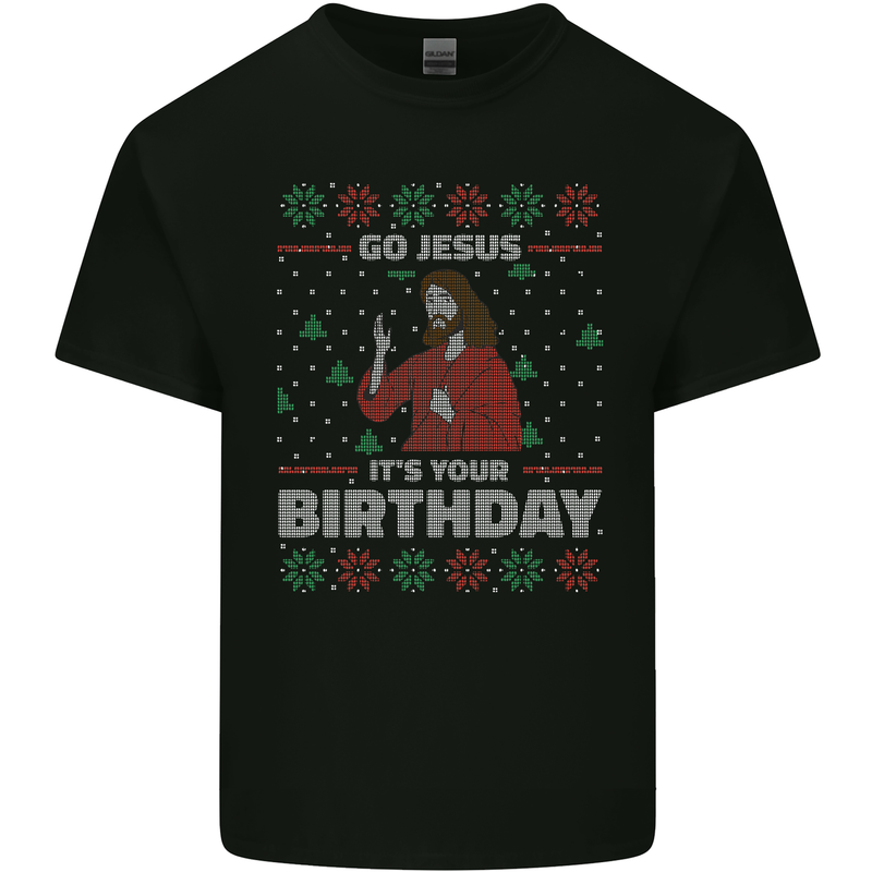 Go Jesus It's Your Birthday Funny Christmas Mens Cotton T-Shirt Tee Top Black